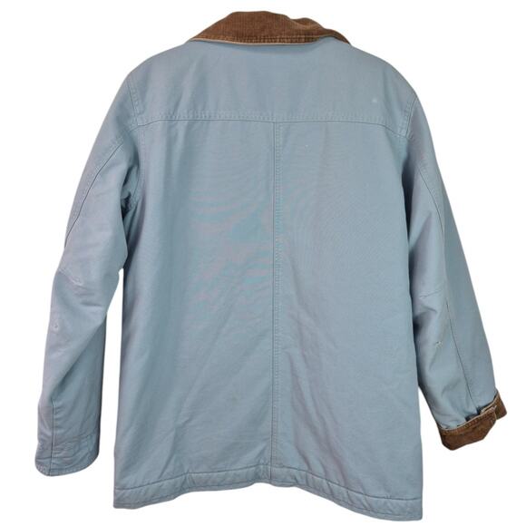 L.L. Bean Blue Brown Trim Quilted Liner Vintage Barn Chore Field Coat Jacket M - Picture 3 of 4